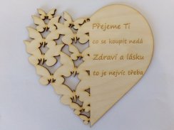 Dřevěné srdce s vlastním věnováním