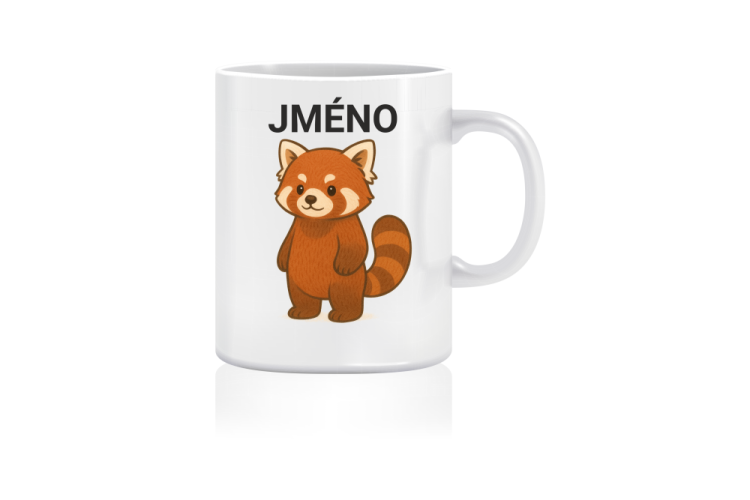 Hrnek panda červená - s vlastním jménem
